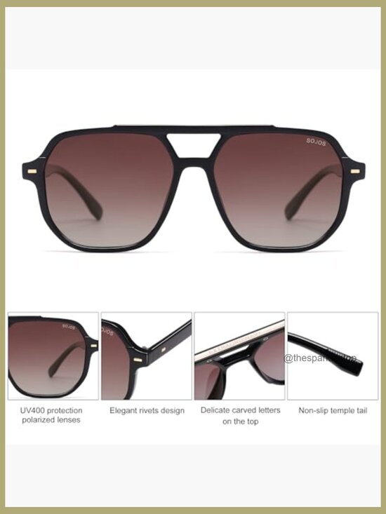 Retro Trendy Aviator Polarized Square Frame Sunglasses main image 5